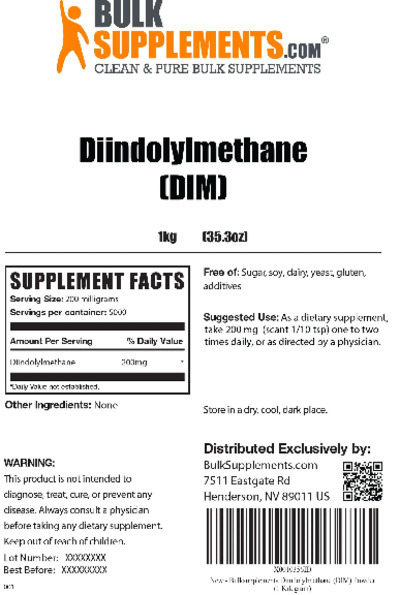 Photo of the BulkSupplements.com Diindolylmethane label