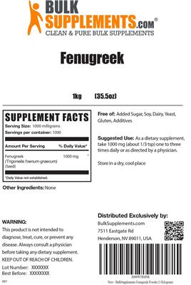 Photo of the BulkSupplements.com Fenugreek label