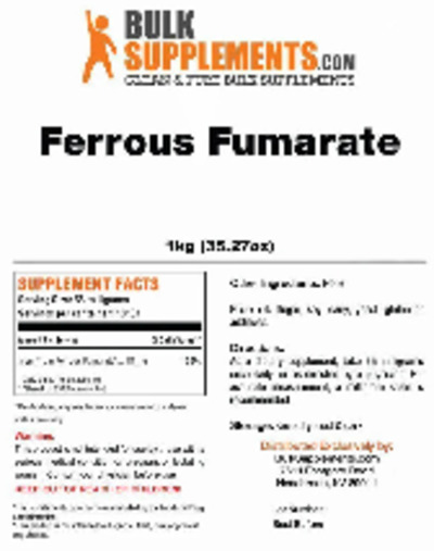 Photo of the BulkSupplements.com Ferrous Fumarate label