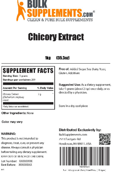 Photo of the BulkSupplements.com Chicory Extract label
