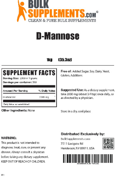 Photo of the BulkSupplements.com D-Mannose label