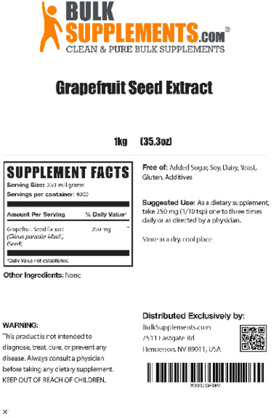 Product label for Grapefruit Seed Extract