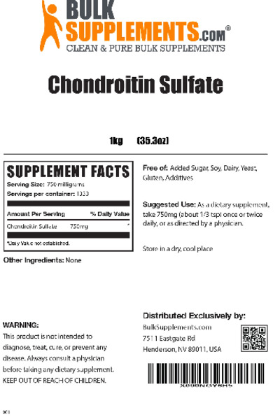 Photo of the BulkSupplements.com Chondroitin Sulfate label