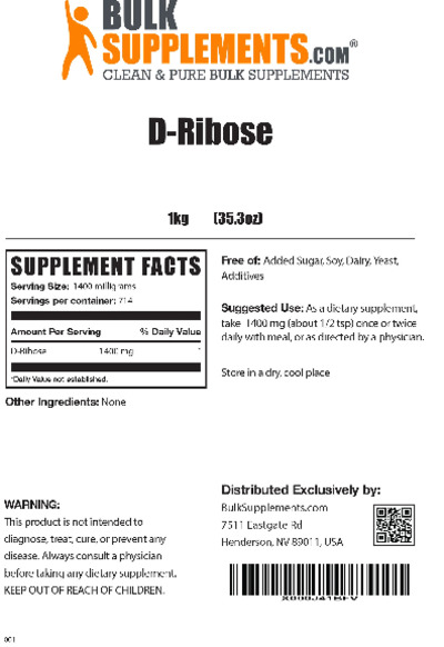 Photo of the BulkSupplements.com D-Ribose label