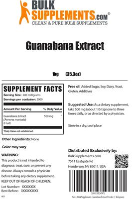 Photo of the BulkSupplements.com Guanabana Extract label