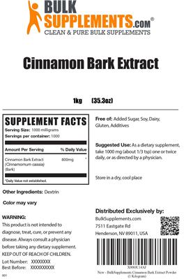 Photo of the BulkSupplements.com Cinnamon Bark Extract label