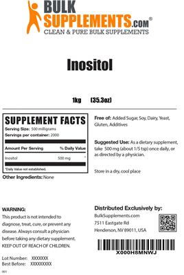 Photo of the BulkSupplements.com Inositol label