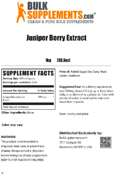 Photo of the BulkSupplements.com Juniper Berry Extract label