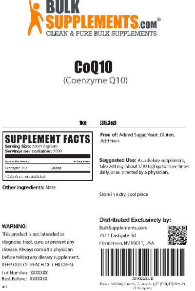 Photo of the BulkSupplements.com CoQ10 label