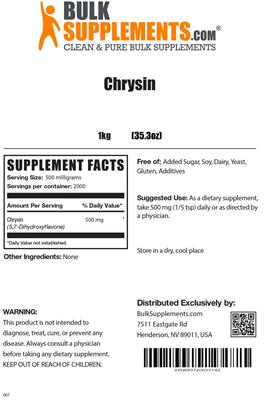 Photo of the BulkSupplements.com Chrysin label
