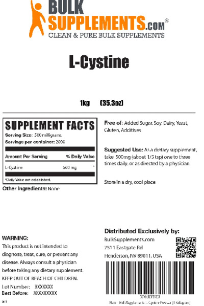 Photo of the BulkSupplements.com L-Cystine label