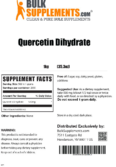 Photo of the BulkSupplements.com Quercetin Dihydrate label