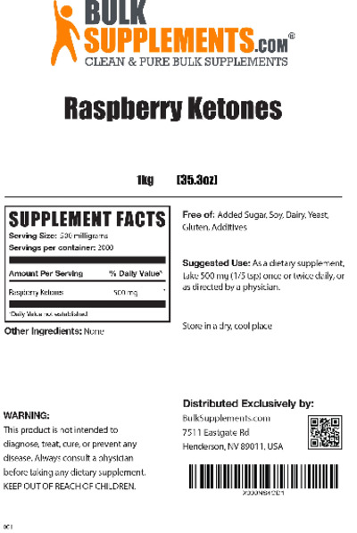 Photo of the BulkSupplements.com Raspberry Ketones label