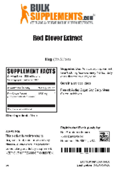 Photo of the BulkSupplements.com Red Clover Extract label