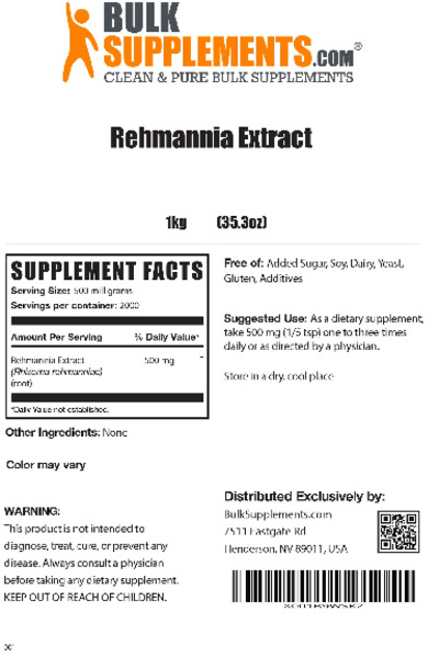 Photo of the BulkSupplements.com Rehmannia Extract label
