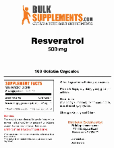 Photo of the BulkSupplements.com Resveratrol 500 mg label