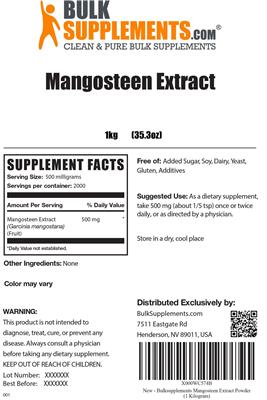 Photo of the BulkSupplements.com Mangosteen Extract label
