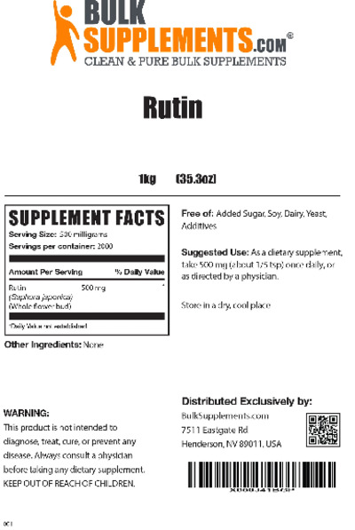 Photo of the BulkSupplements.com Rutin label