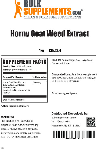 Photo of the BulkSupplements.com Horny Goat Weed Extract label
