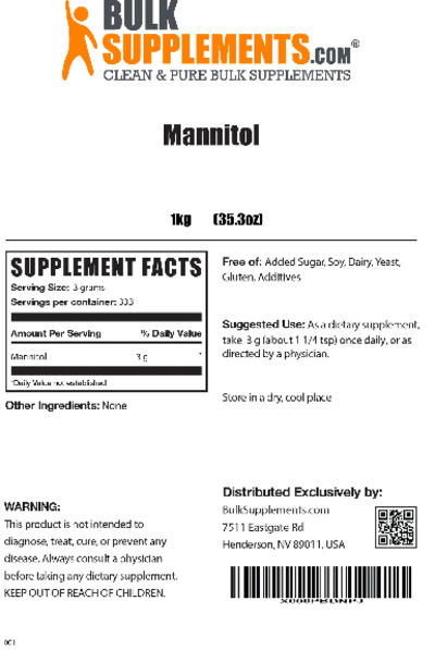 Photo of the BulkSupplements.com Mannitol label