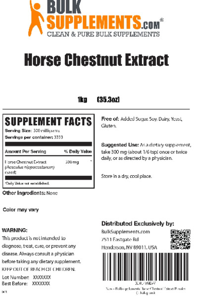 Photo of the BulkSupplements.com Horse Chestnut Extract label