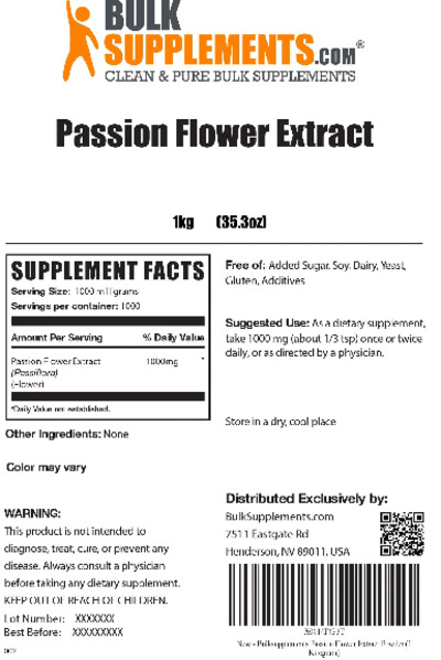 Photo of the BulkSupplements.com Passion Flower Extract label