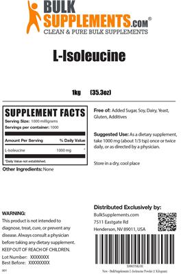 Photo of the BulkSupplements.com L-Isoleucine label