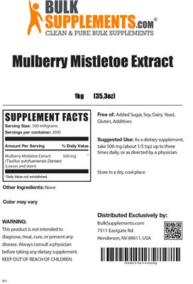 Photo of the BulkSupplements.com Mulberry Mistletoe Extract label