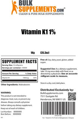 Product label for Vitamin K1 1%