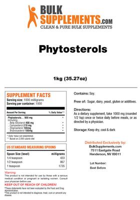 Photo of the BulkSupplements.com Phytosterols label