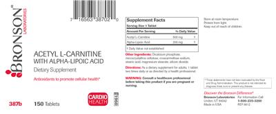 Photo of the Bronson Laboratories Acetyl L-Carnitine With Alpha-Lipoic Acid label