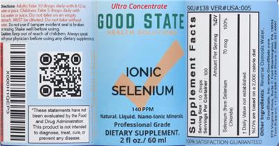 Photo of the Good State Ionic Selenium 140 PPM label