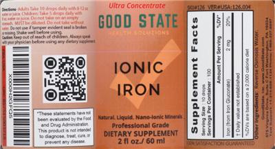 Photo of the Good State Ionic Iron label