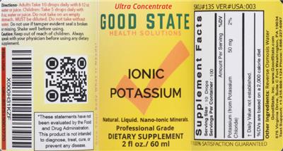 Photo of the Good State Ionic Potassium label