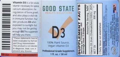Photo of the Good State D3 label