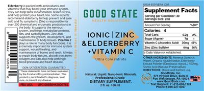 Photo of the Good State Ionic Zinc & Elderberry + Vitamin C label