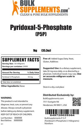Photo of the BulkSupplements.com Pyridoxal-5-Phosphate label