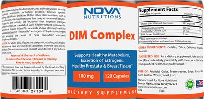 Photo of the Nova Nutritions DIM Complex 100 mg label