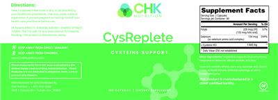 Photo of the CHK Nutrition CysReplete label