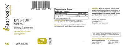 Photo of the Bronson Laboratories Eyebright 430 mg label
