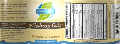 Photo of the Priority One Nutritional Supplements 5-Hydroxy Gaba label