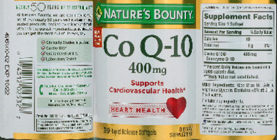 Photo of the Nature's Bounty Co Q-10 400 mg label