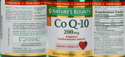 Photo of the Nature's Bounty Co Q-10 200 mg Natural Orange Flavor label