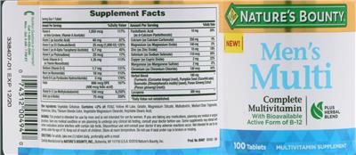 Photo of the Nature's Bounty Men's Multi label
