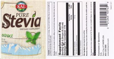 Photo of the KAL Sure Stevia Extract label
