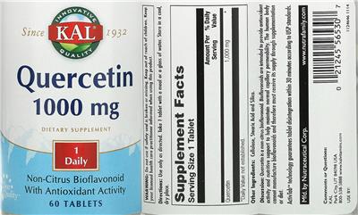 Photo of the KAL Quercetin 1000 mg label