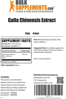 Photo of the BulkSupplements.com Galla Chinensis Extract label