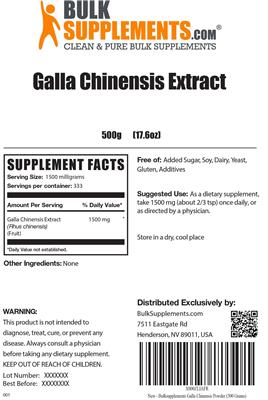 Photo of the BulkSupplements.com Galla Chinensis Extract label
