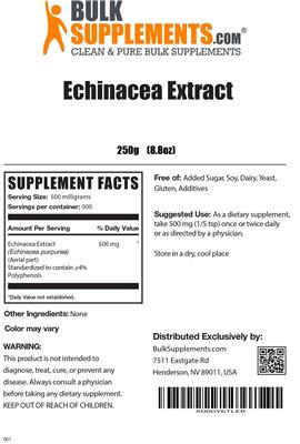 Photo of the BulkSupplements.com Echinacea Extract label