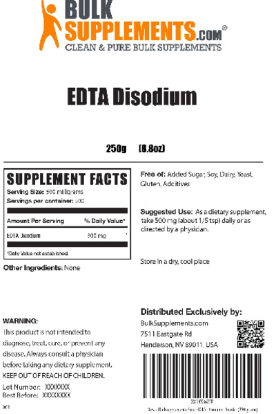 Photo of the BulkSupplements.com EDTA Disodium label